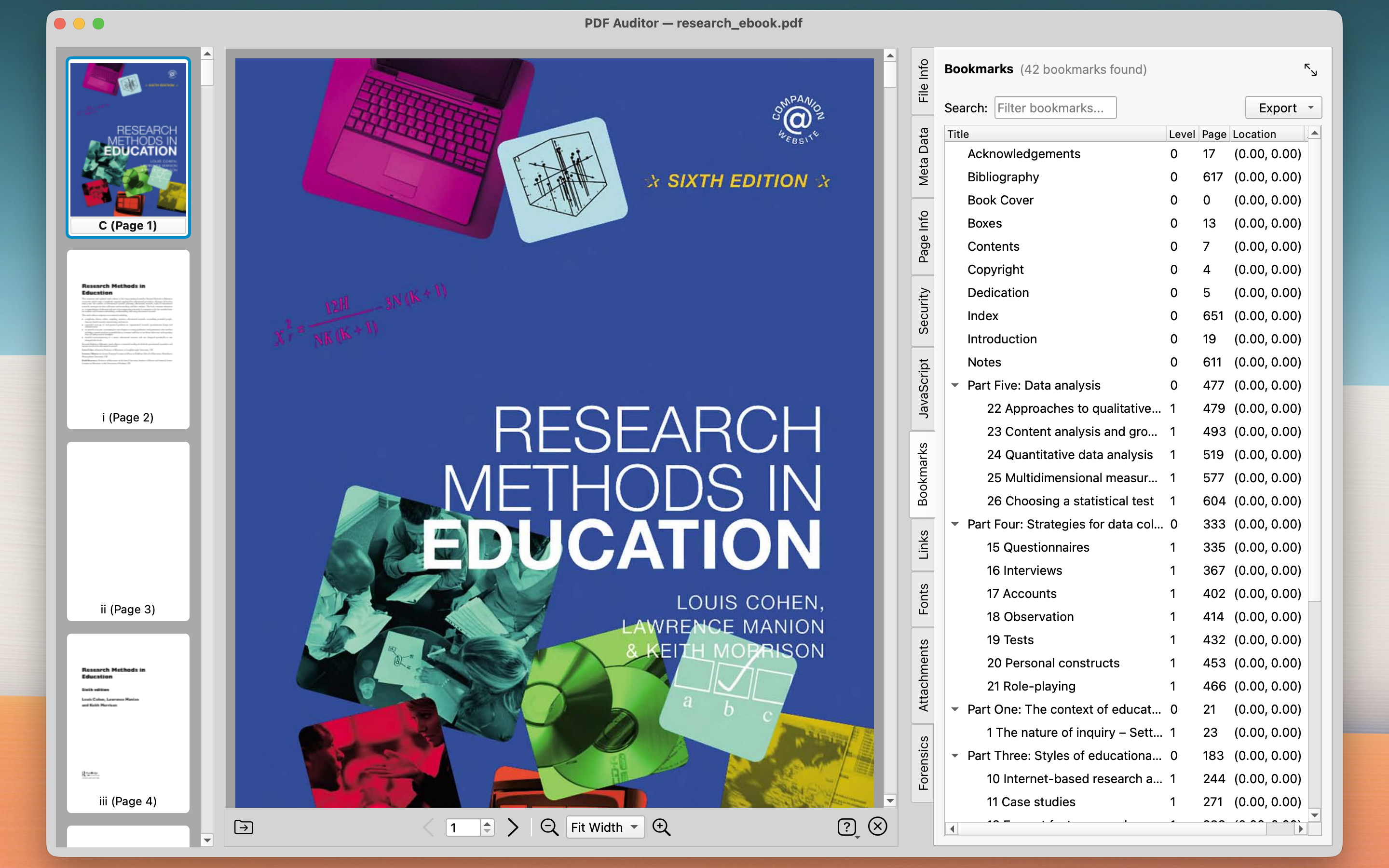 Check Bookmarks and Outlines in PDF
