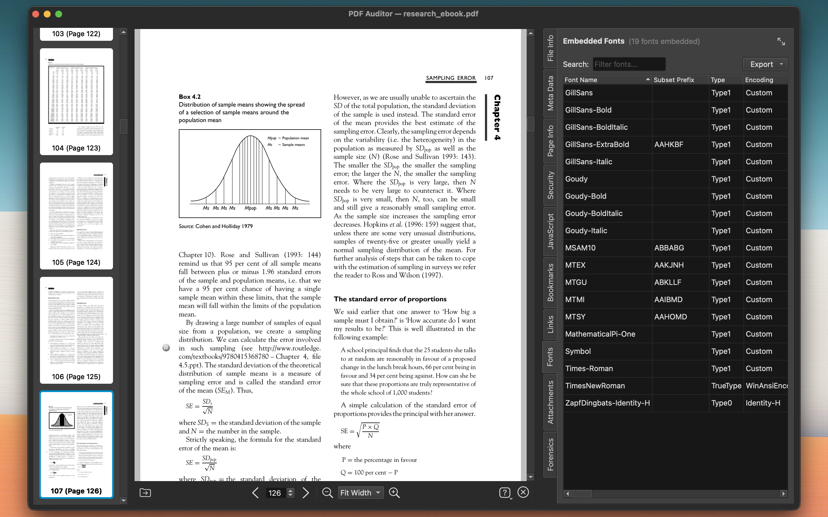 View Embedded Fonts in PDF