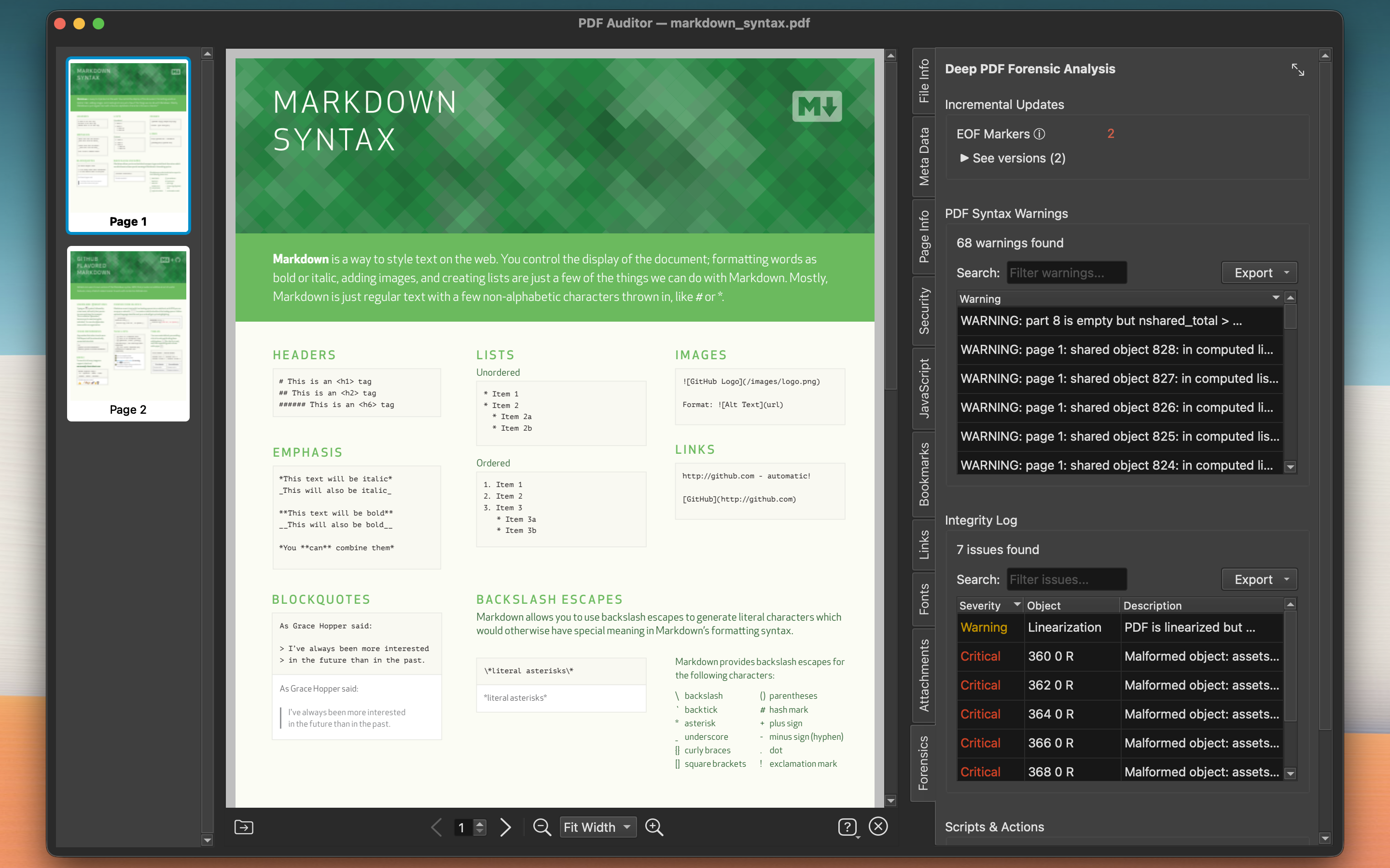Inspect Structure Forensics