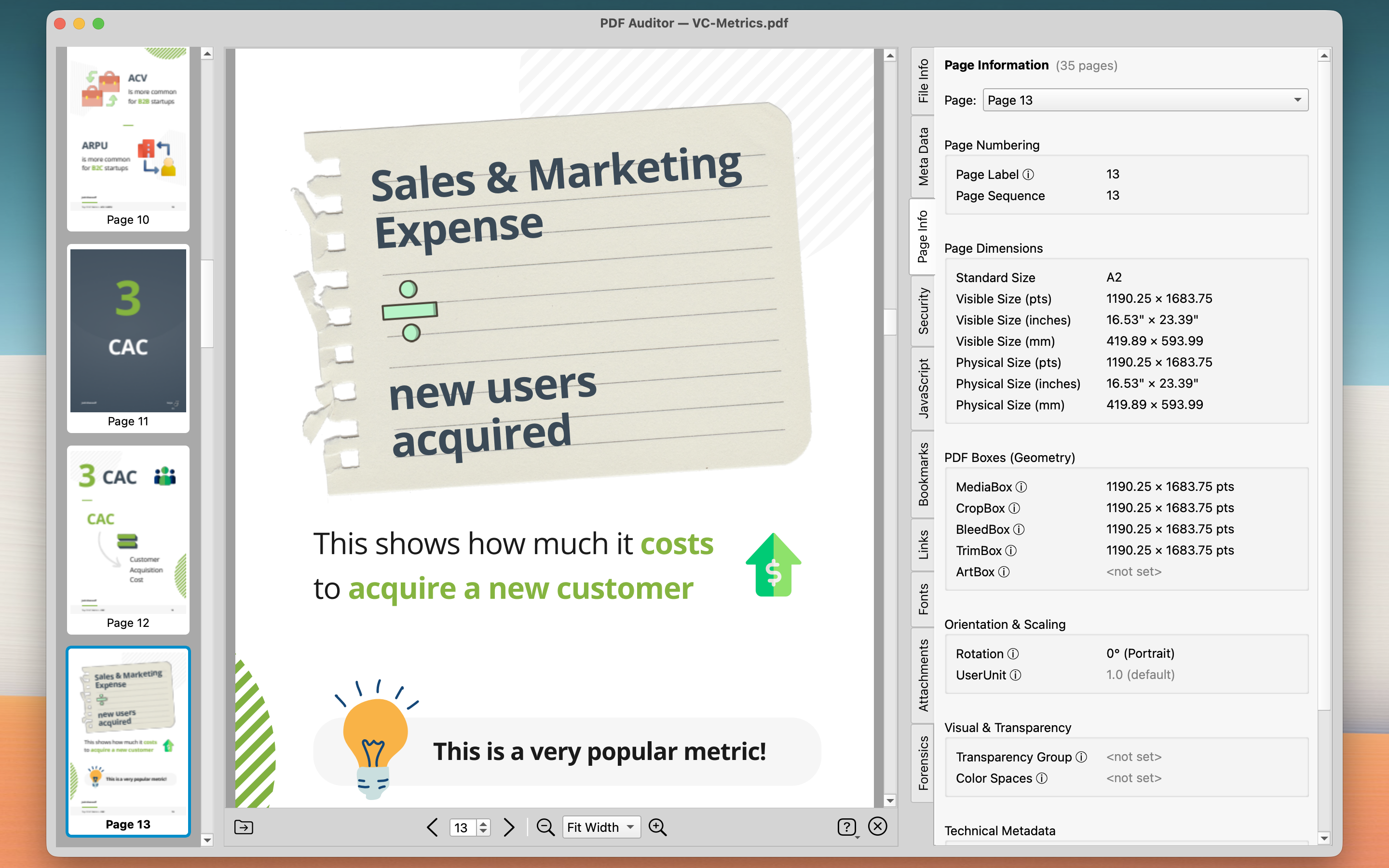 Check PDF Page Information