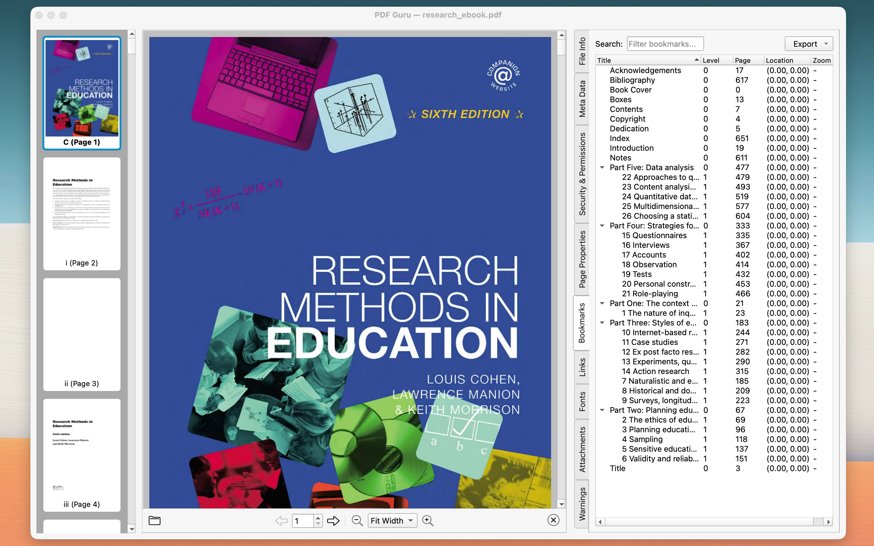 Bookmarks and Outlines in PDF