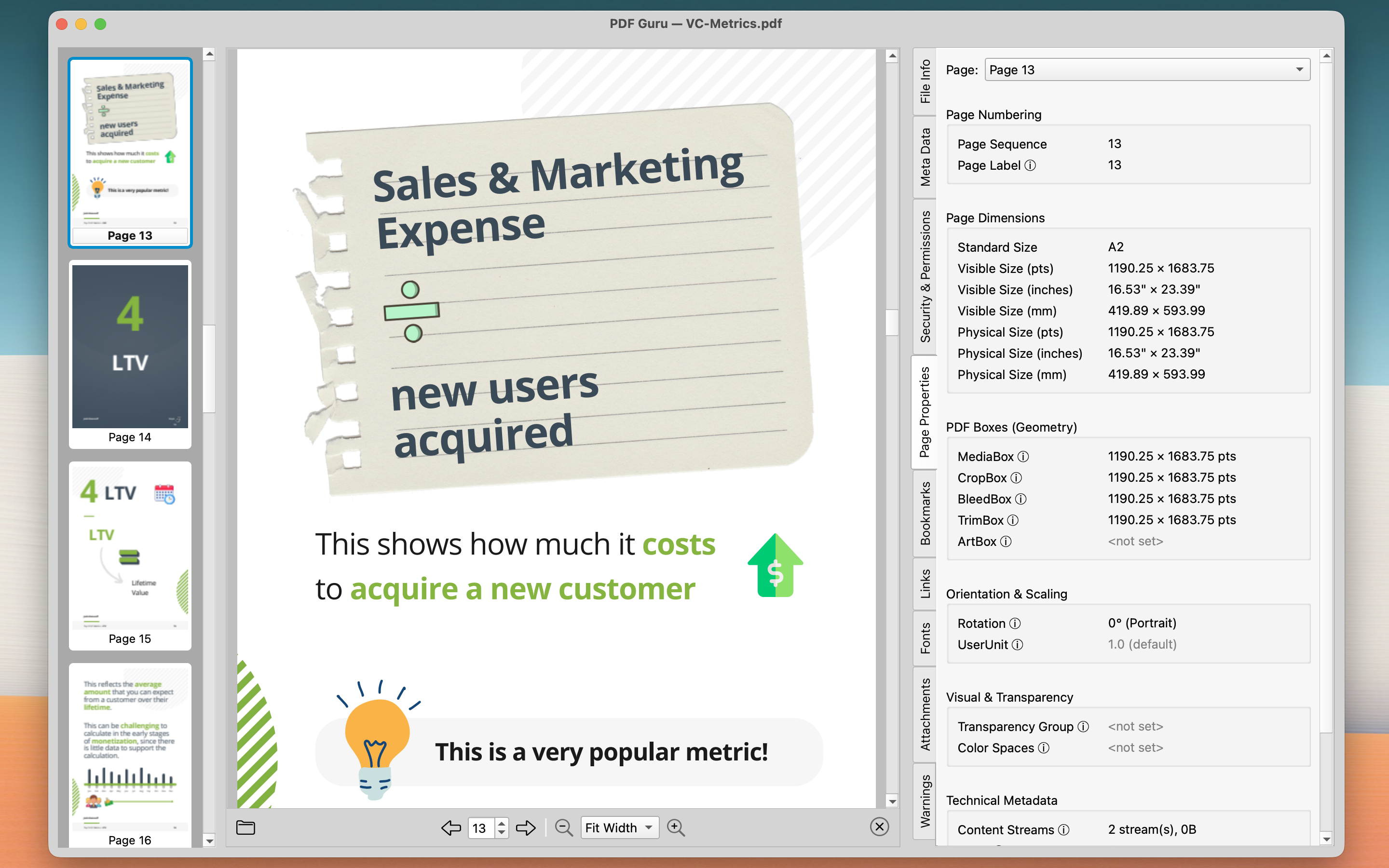 PDF Page Information